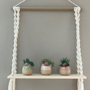 Handmade 18 Inch Macramé Hanging Shelf